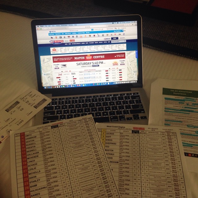 Game prep for @afl @triplemfooty West Coast v GC Suns. Tough assignment for the @gcsuns but a great challenge. Have never won in the West! #afl #footy #richardchampionmc